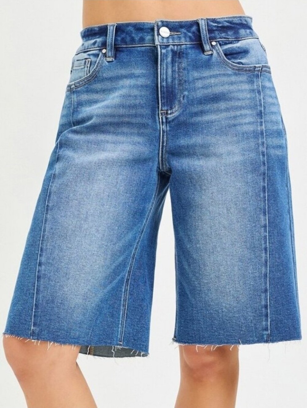 NWT | Risen Medium Wash Panel Side Jort Short